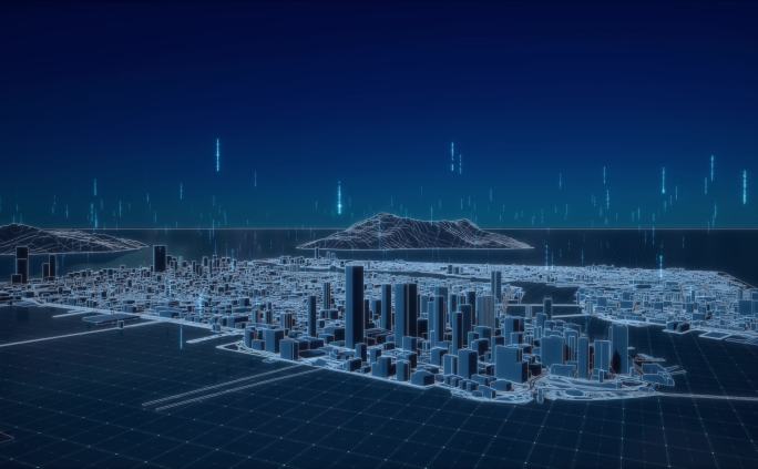 【4k】科技数据城市线框20