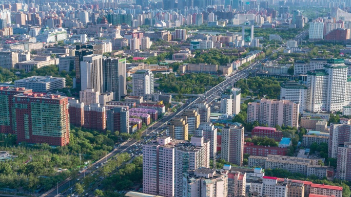 俯瞰北京三环车流日景