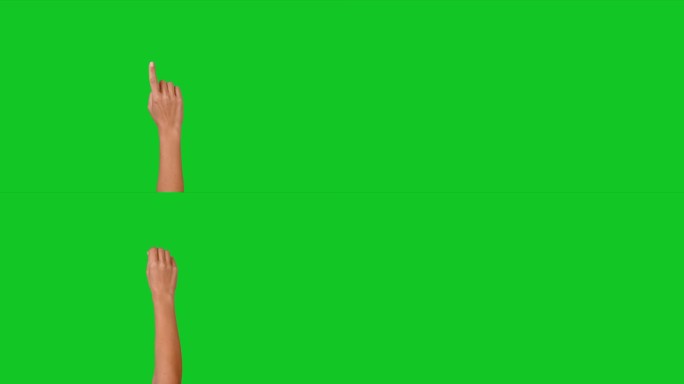 绿色屏幕上的4K女性手触摸屏手势