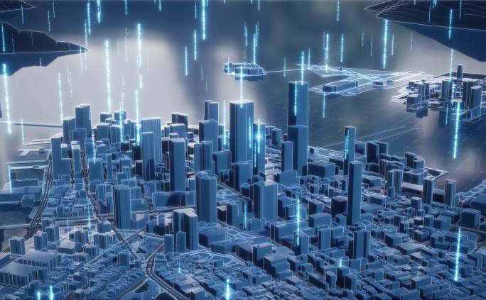 【4k】科技数据城市线框12