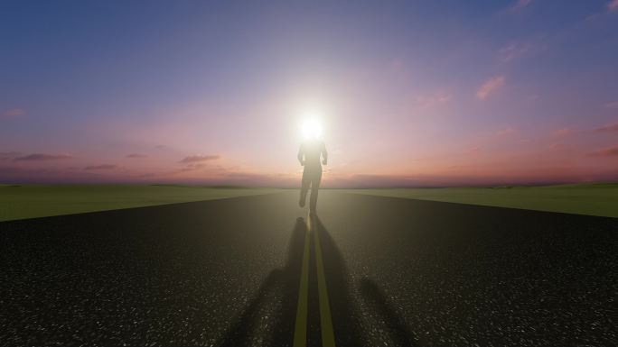 男人男子运动员迎着太阳奔跑素材