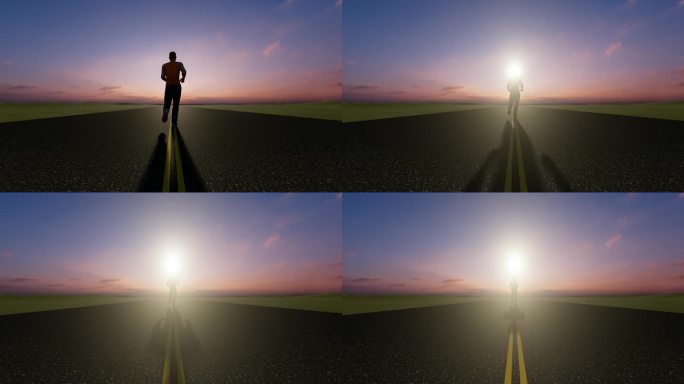 男人男子运动员迎着太阳奔跑素材