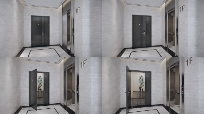 新中式地产建筑入户门三维漫游动画