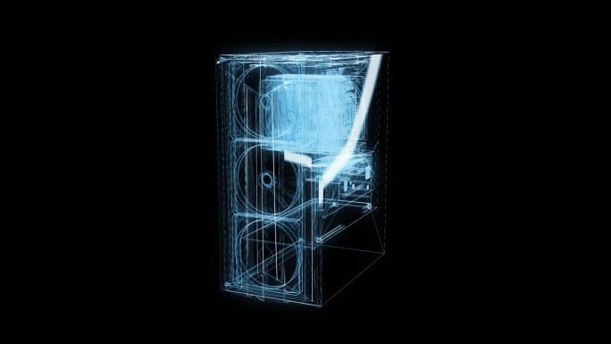 透视全息电脑主机透明通道素材