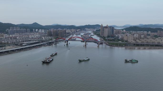 航拍舟山普陀沈家门渔港