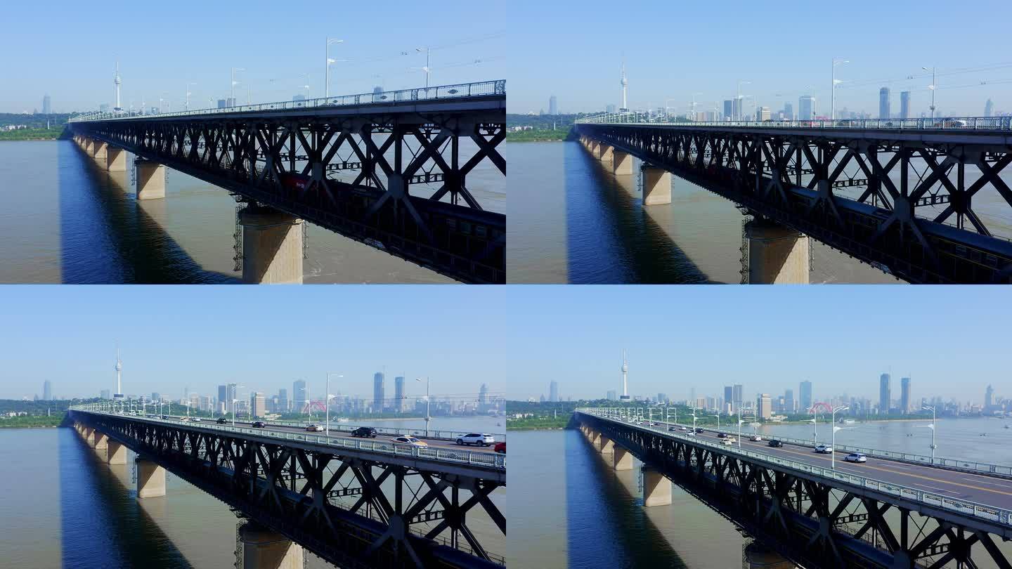 武汉长江大桥基础建设江水江面跨江通车