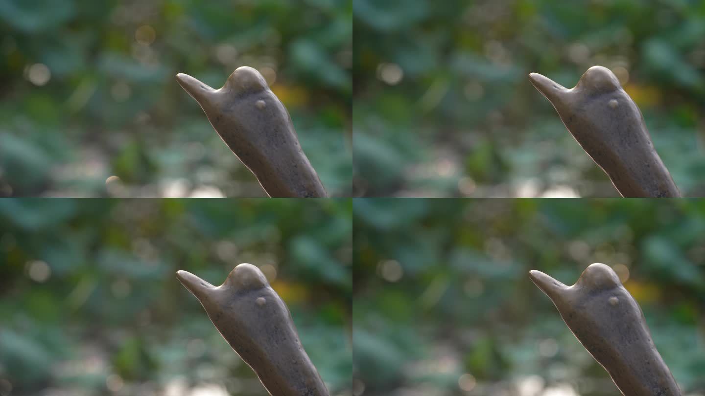 绍兴公园兰亭王羲之鹅额头雕塑铜像实拍素材