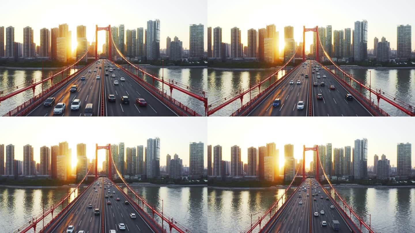 日落的桥桥梁交通便利河流