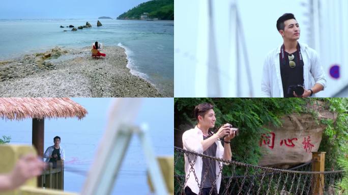 长山群岛小长山岛摄影师摄影美女海边画画