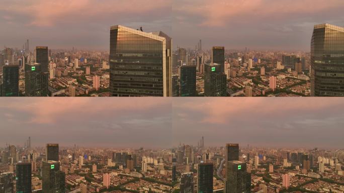4K原素材-上海夏日雨后静安区高楼大厦