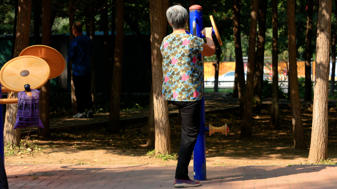 公园晨练打牌散步遛弯晚年生活_锻炼身体