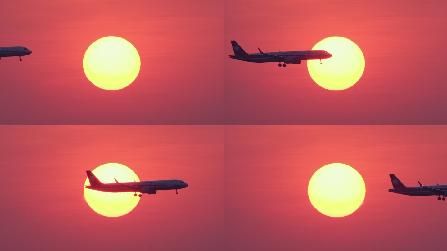 飞机从太阳前面飞过 剪影 飞机凌日