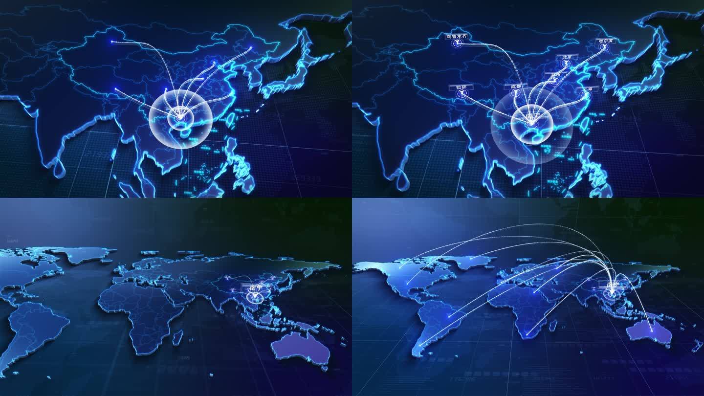 广西地图辐射+中国地图+世界地图