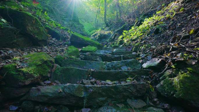 4k通往山顶的路登山爬山向往希望