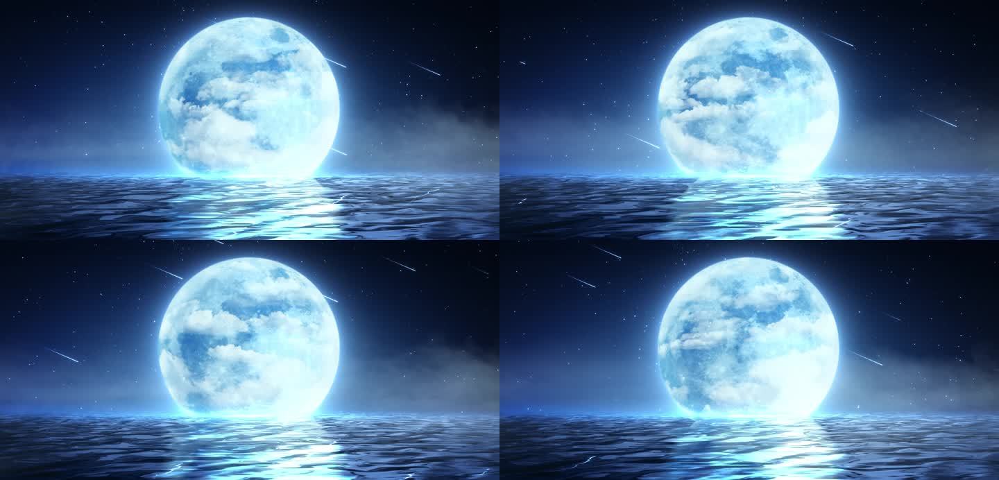 4K-唯美月亮-湖面  舞台背景