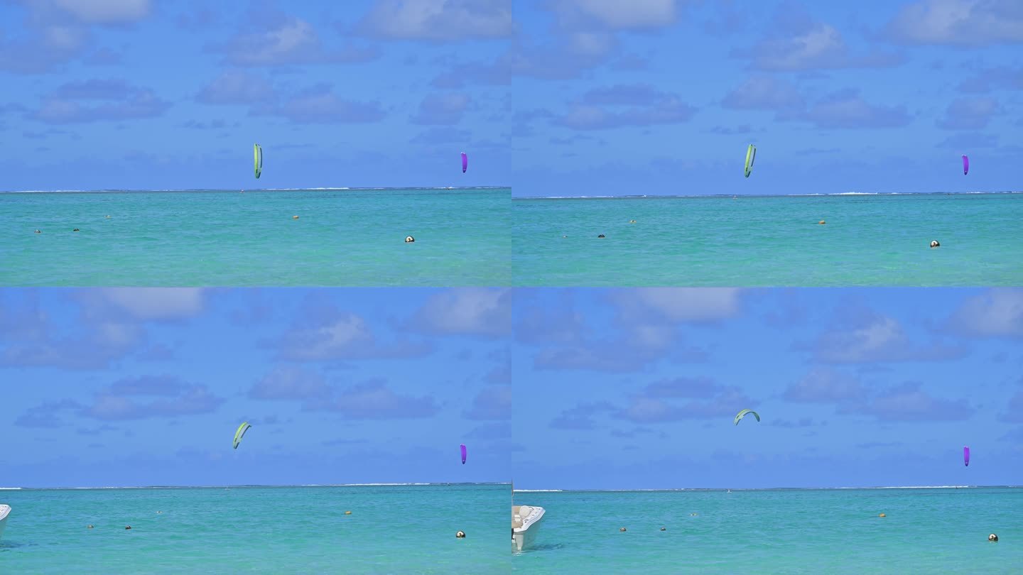 风筝板运动员在海上滑行