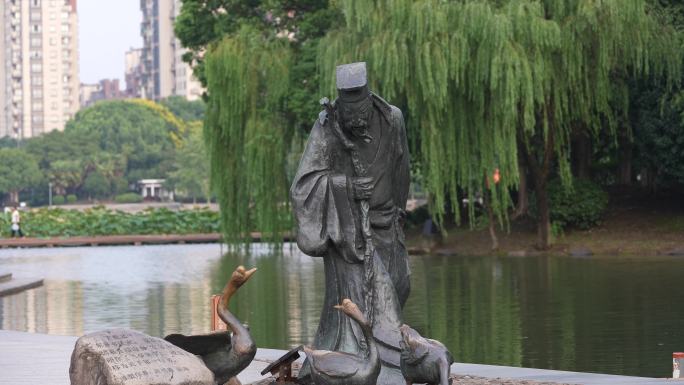绍兴越城区兰亭王羲之雕塑铜像鹅书法兰亭序