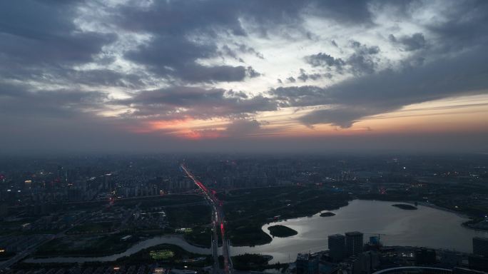 郑州金融岛中州大道航拍夜景4k