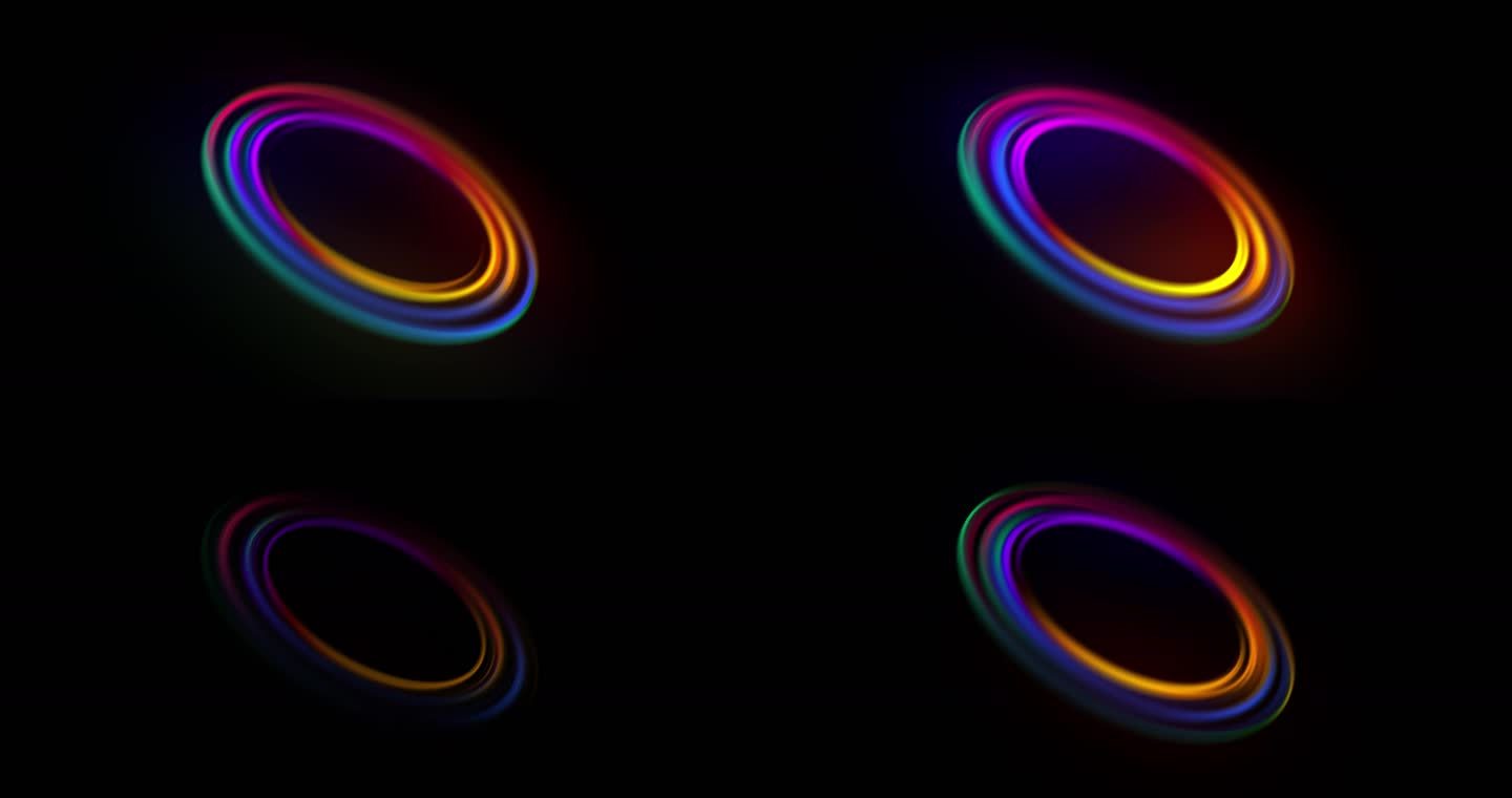 抽象发光圆环库存视频背景，带有副本、文本和徽标空间