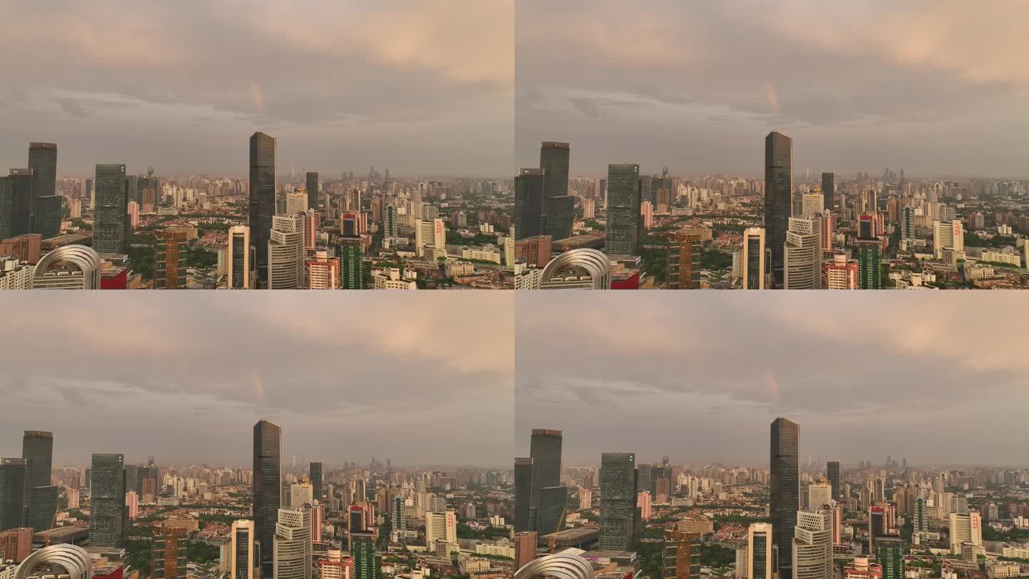4K原素材-航拍上海南京西路商圈高楼大厦