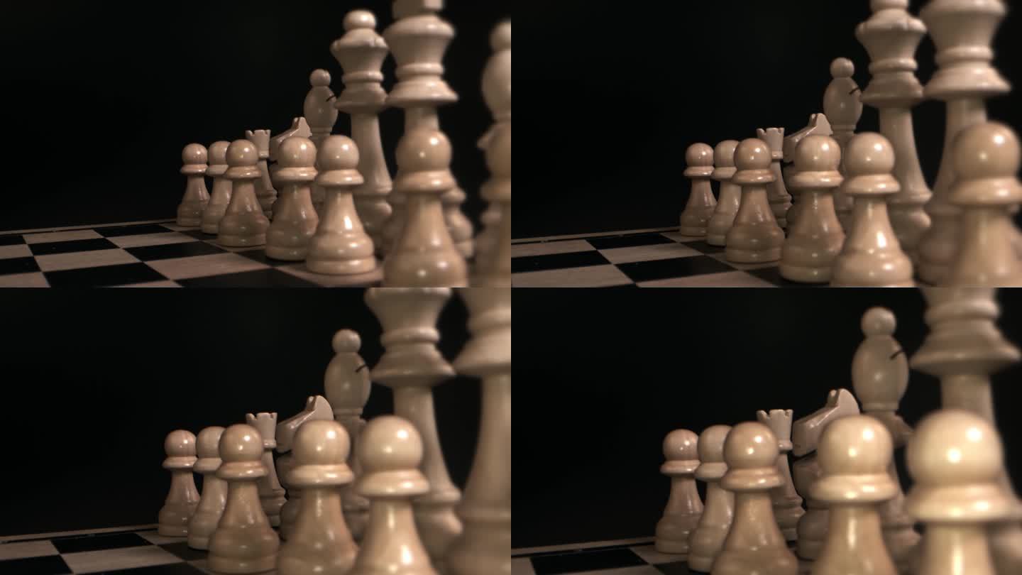 棋盘上白色棋子的特写。4k库存视频