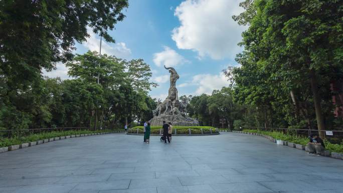 广州市地标五羊石像延时风光