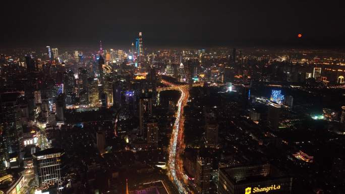 4K原素材-灯火璀璨的上海城市夜景