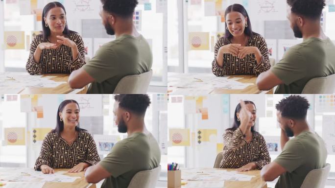 一个年轻的商人和女商人在现代办公室开会时互致问候的4k视频片段