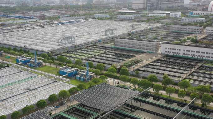 4K原素材-航拍上海竹园污水厂