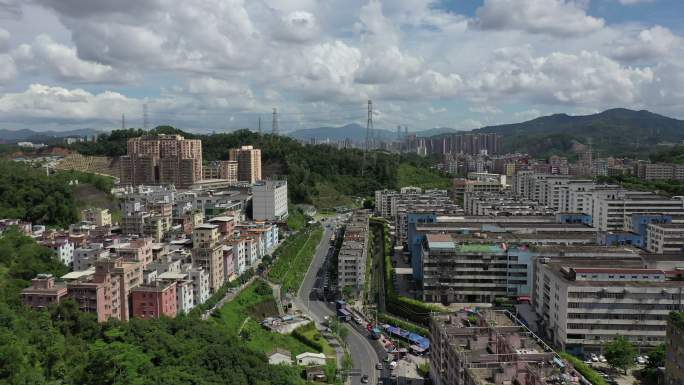 甘坑古镇 甘坑街道 马路 城市大景航拍