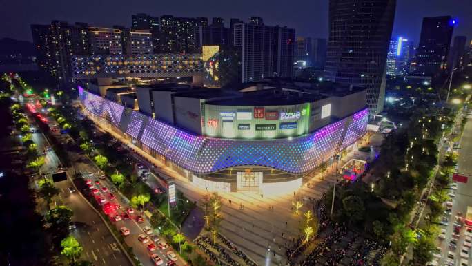 多镜头航拍 杭州滨江宝龙繁华夜景