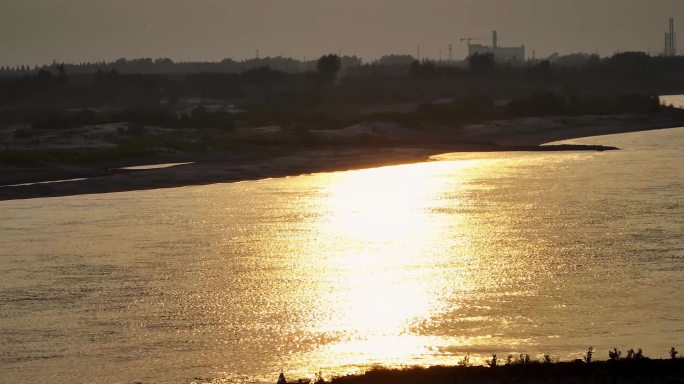 5k夕阳河流沙滩