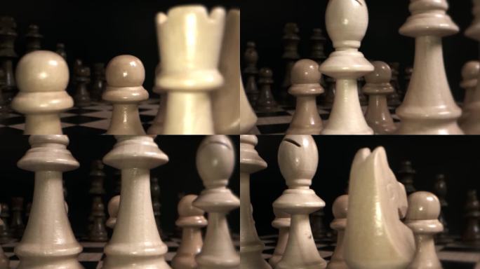 棋盘画面上的白色和棕色棋子