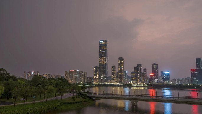 深圳后海深圳湾台风闪电延时