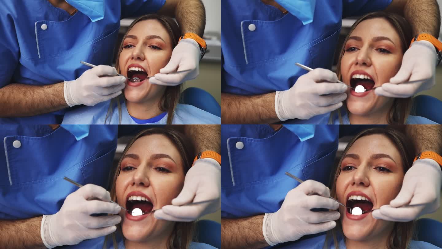 牙科治疗的年轻女性