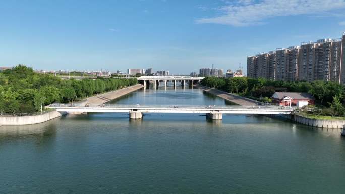 航拍郑州河道 东区河道