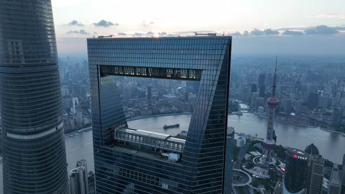 4K原素材-航拍环球金融中心大厦