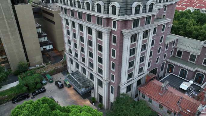 4K原素材-航拍上海瑞金宾馆主楼