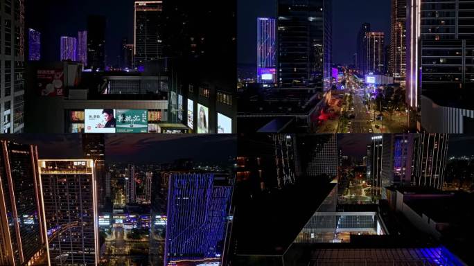 杭州科技城夜景航拍4k
