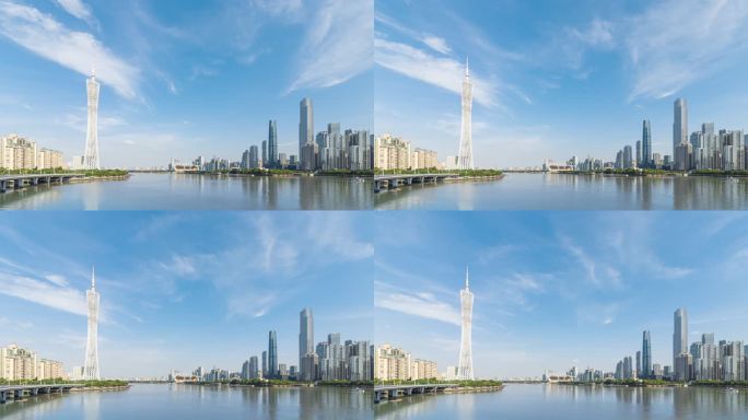 T/L WS中国广州珠江两岸建筑的城市天际线
