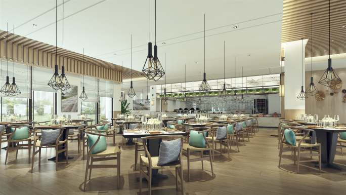 4k 新中式餐厅组合 高端餐饮空间