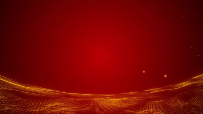 红色弧形粒子海循环视频
