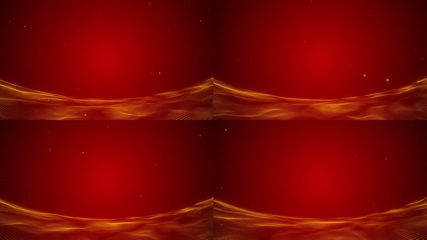 红色弧形粒子海循环视频