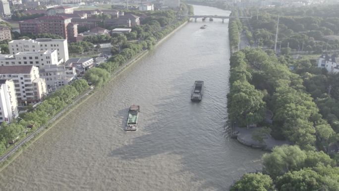 【4K】无锡夕阳下的京杭运河