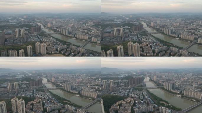 4k航拍俯瞰德阳市中江县全景