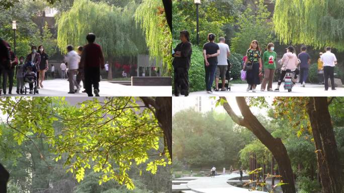 社区绿化城市小区夏天人与自然小区居民幸福
