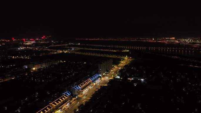 苏州湾大桥 松陵大桥 吴江城北 夜景航拍