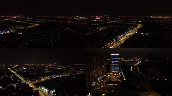 苏州湾大桥 松陵大桥 吴江城北 夜景航拍