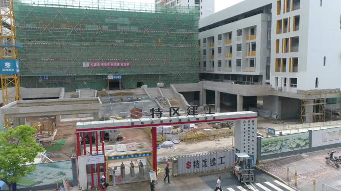 校园工地建设特区建工城市建设施工高清航拍