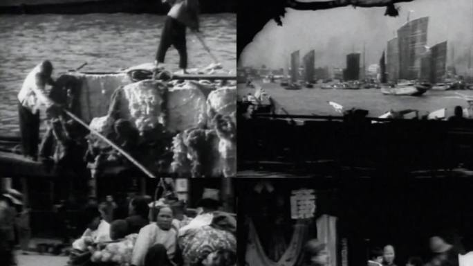 1922年上海 江面许多帆船 上海苏州河